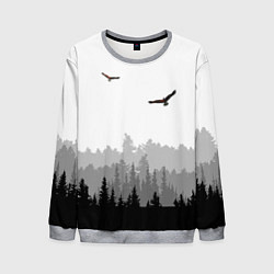 Свитшот мужской Птицы над лесом, цвет: 3D-меланж