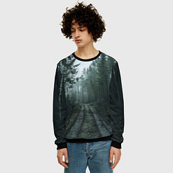 Свитшот мужской Дорога в лес, цвет: 3D-черный — фото 2