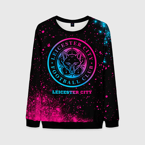 Мужской свитшот Leicester City - neon gradient / 3D-Черный – фото 1