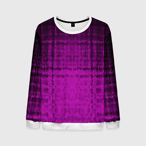 Мужской свитшот Абстрактный мозаичный черно - пурпурный узор / 3D-Белый – фото 1