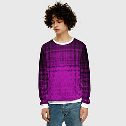 Свитшот мужской Абстрактный мозаичный черно - пурпурный узор, цвет: 3D-белый — фото 2