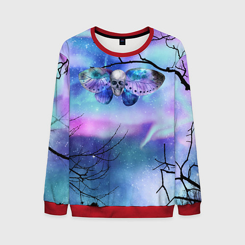 Мужской свитшот Бабочка - череп / 3D-Красный – фото 1