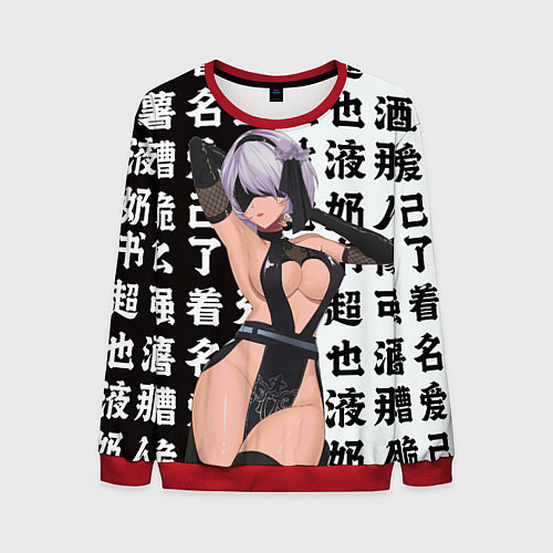 Мужской свитшот 2b в шикарном платье - Nier automata / 3D-Красный – фото 1