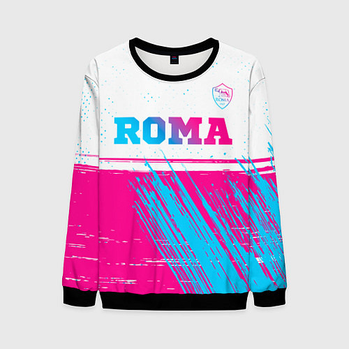Мужской свитшот Roma neon gradient style: символ сверху / 3D-Черный – фото 1