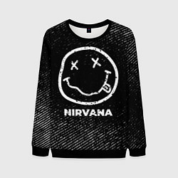 Свитшот мужской Nirvana с потертостями на темном фоне, цвет: 3D-черный