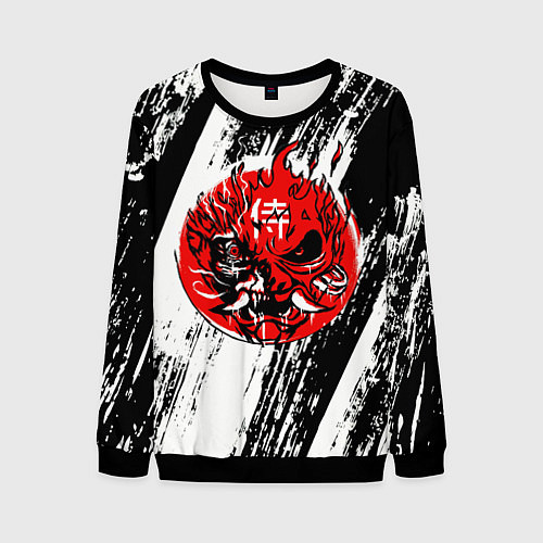 Мужской свитшот Киберпанк 2077 белый арт / 3D-Черный – фото 1