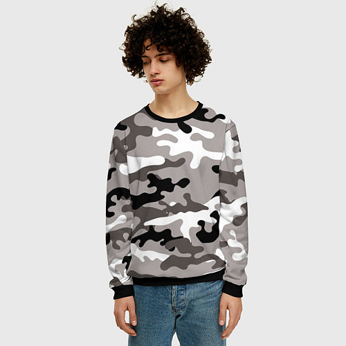 Мужской свитшот Камуфляж Urban крупный / 3D-Черный – фото 3