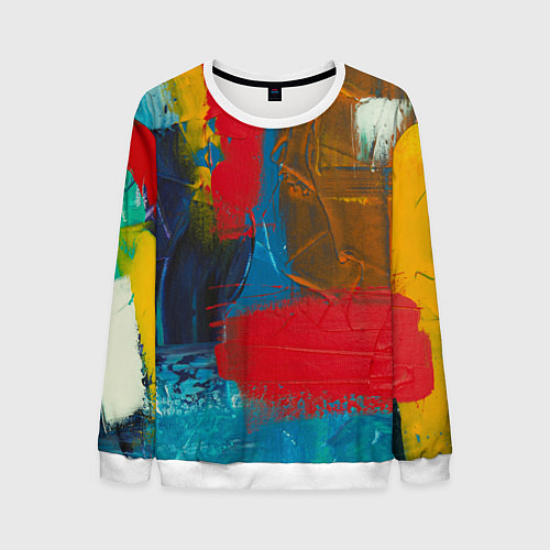 Мужской свитшот Разноцветные мазки краской / 3D-Белый – фото 1