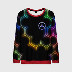 Свитшот мужской Mercedes - neon pattern, цвет: 3D-красный