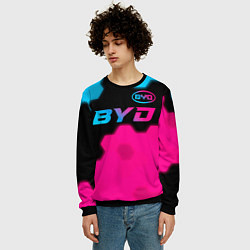 Свитшот мужской BYD - neon gradient: символ сверху, цвет: 3D-черный — фото 2