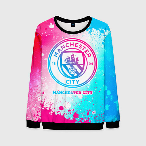 Мужской свитшот Manchester City neon gradient style / 3D-Черный – фото 1