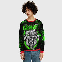Свитшот мужской Slipknot зеленый козел, цвет: 3D-красный — фото 2