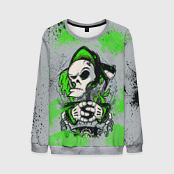 Свитшот мужской Slipknot скелет green, цвет: 3D-меланж