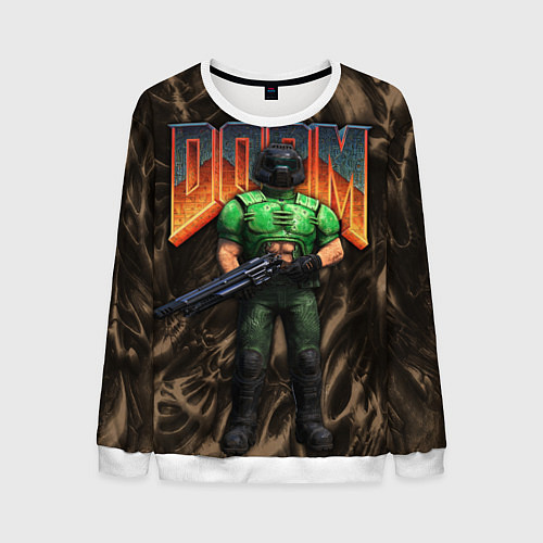 Мужской свитшот DOS DOOM - Doomguy / 3D-Белый – фото 1