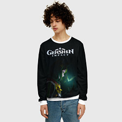 Свитшот мужской Геншин - Тигнари, цвет: 3D-белый — фото 2