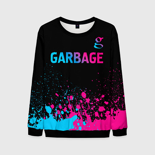 Мужской свитшот Garbage - neon gradient: символ сверху / 3D-Черный – фото 1