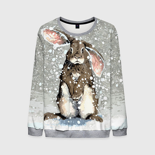 Мужской свитшот Кролик Снежок Милый / 3D-Меланж – фото 1