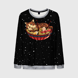Свитшот мужской Суши Кот в Космосе, цвет: 3D-меланж