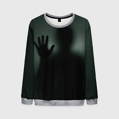 Мужской свитшот Хэллоуин - тень призрака / 3D-Меланж – фото 1