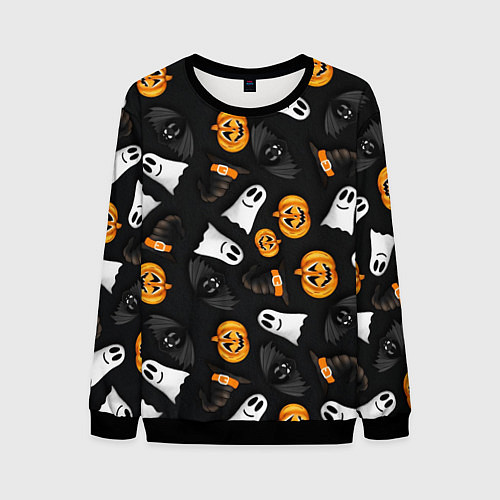 Мужской свитшот Тыквы и привидения / 3D-Черный – фото 1