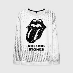 Свитшот мужской Rolling Stones с потертостями на светлом фоне, цвет: 3D-белый