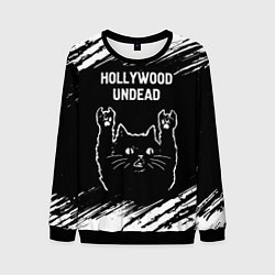 Мужской свитшот Группа Hollywood Undead и рок кот