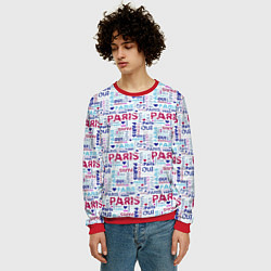 Свитшот мужской Парижская бумага с надписями - текстура, цвет: 3D-красный — фото 2