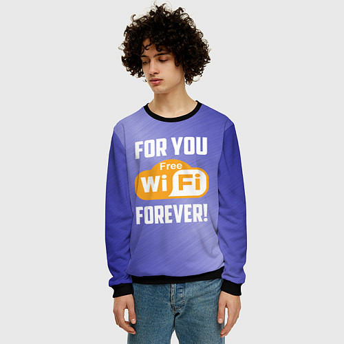 Мужской свитшот Бесплатный Wi-Fi навсегда / 3D-Черный – фото 3