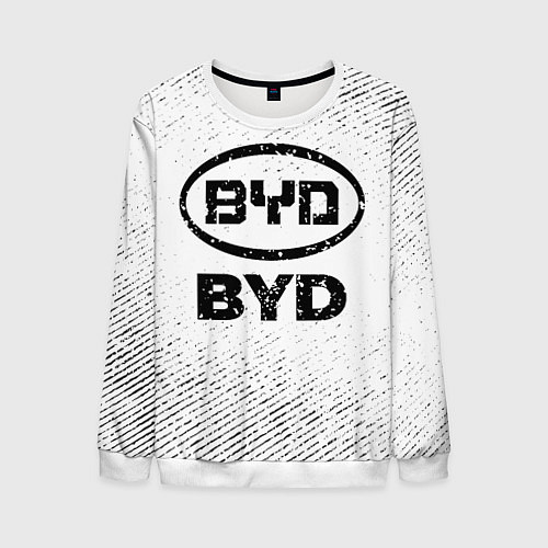 Мужской свитшот BYD с потертостями на светлом фоне / 3D-Белый – фото 1