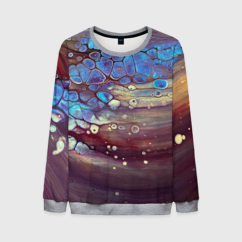Мужской свитшот Тёмный песок и синие блестящие камни / 3D-Меланж – фото 1
