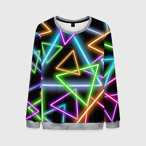 Мужской свитшот Неоновые треугольники - текстура / 3D-Меланж – фото 1