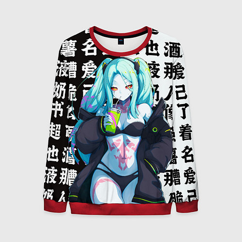 Мужской свитшот Просто Ребекка - Киберпанк аниме / 3D-Красный – фото 1