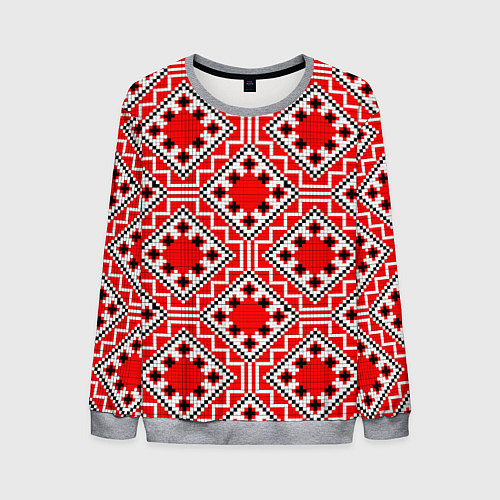 Мужской свитшот Белорусская вышивка - орнамент / 3D-Меланж – фото 1