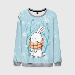 Свитшот мужской Кролик в снеженом лесу, цвет: 3D-меланж