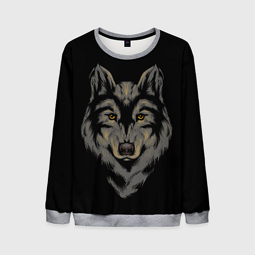 Мужской свитшот Голова серого волка / 3D-Меланж – фото 1