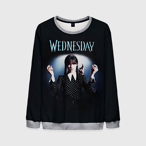 Мужской свитшот Уэнсдей и рука / 3D-Меланж – фото 1