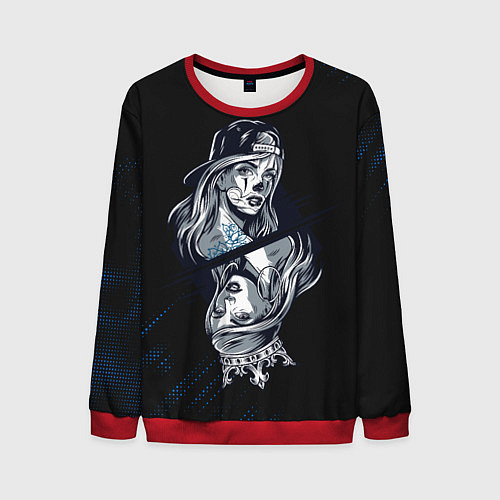 Мужской свитшот Обратная сторона девушки / 3D-Красный – фото 1