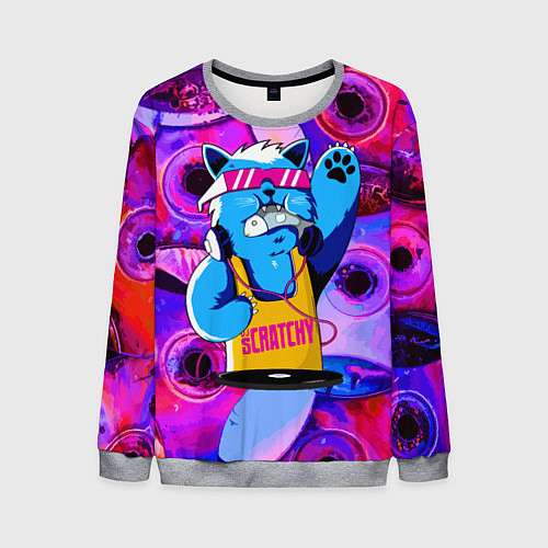Мужской свитшот DJ Scratchy in pink glasses / 3D-Меланж – фото 1