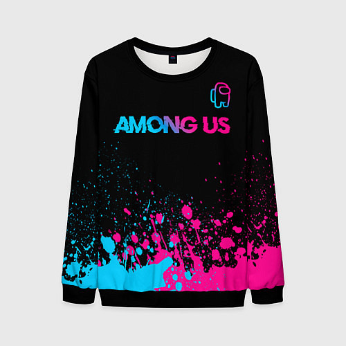 Мужской свитшот Among Us - neon gradient: символ сверху / 3D-Черный – фото 1