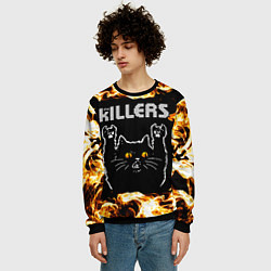 Свитшот мужской The Killers рок кот и огонь, цвет: 3D-черный — фото 2