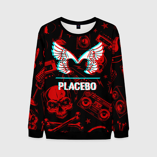Мужской свитшот Placebo rock glitch / 3D-Черный – фото 1