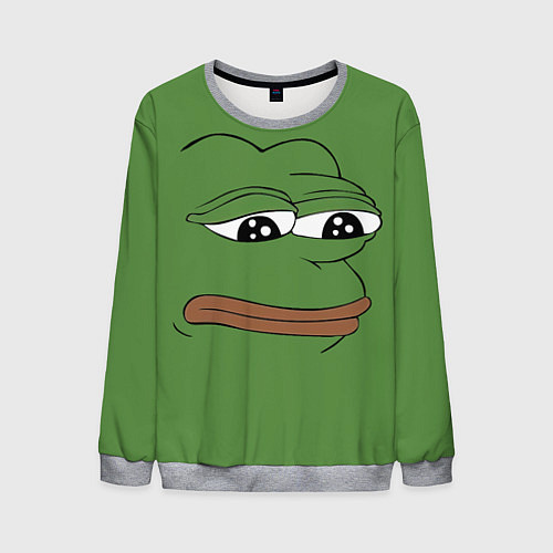 Мужской свитшот Лягушонок Pepe грустит / 3D-Меланж – фото 1