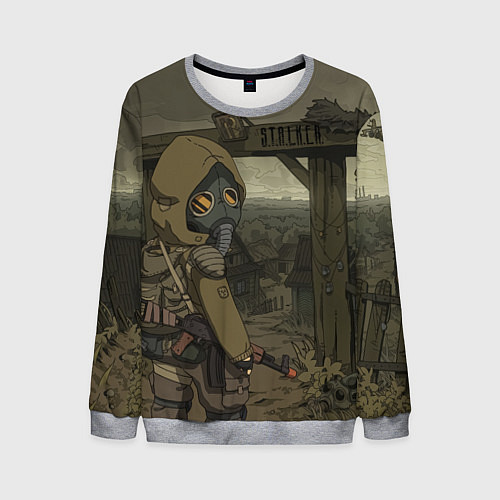 Мужской свитшот STALKER тень чернобыля нарисованный постер / 3D-Меланж – фото 1