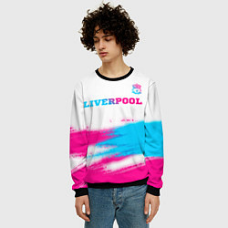 Свитшот мужской Liverpool neon gradient style: символ сверху, цвет: 3D-черный — фото 2