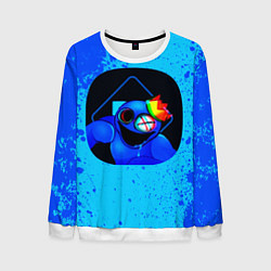 Свитшот мужской Радужные друзья: Синий глитч, цвет: 3D-белый