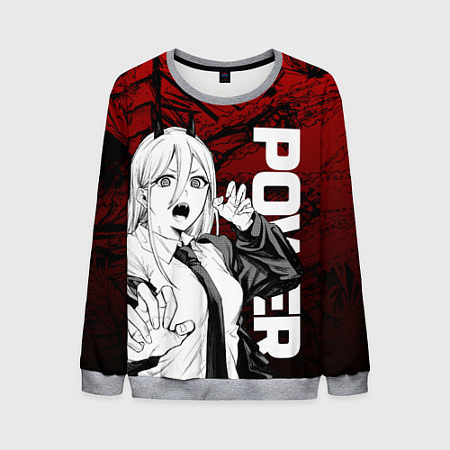 Мужской свитшот Пауэр : Человек-бензопила / 3D-Меланж – фото 1