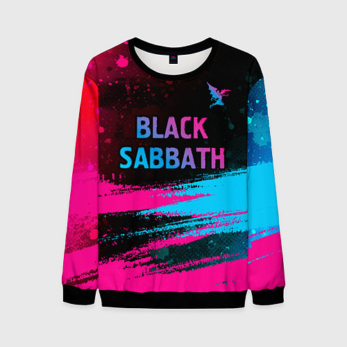 Мужской свитшот Black Sabbath - neon gradient: символ сверху / 3D-Черный – фото 1