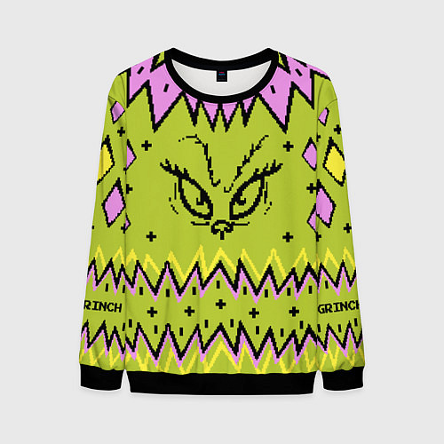 Мужской свитшот Новогодний свитер Гринча / 3D-Черный – фото 1