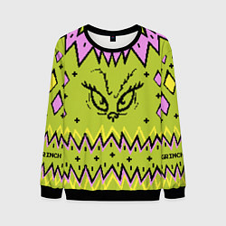 Свитшот мужской Новогодний свитер Гринча, цвет: 3D-черный