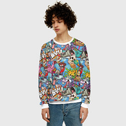 Свитшот мужской Сумасшедший поп-арт, цвет: 3D-белый — фото 2